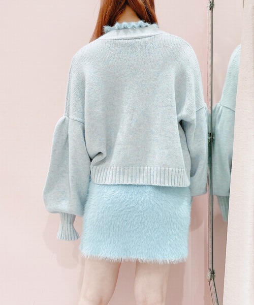 lilLilly（リルリリー）の「パステルカラーパフカーディガン（カーディガン/ボレロ・レディース・ブルー/ホワイト/ピンク・FREE）」の13枚目の写真