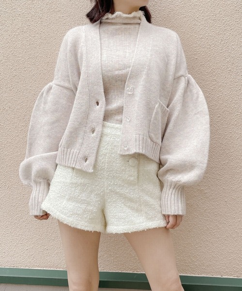 lilLilly（リルリリー）の「パステルカラーパフカーディガン（カーディガン/ボレロ・レディース・ブルー/ホワイト/ピンク・FREE）」の20枚目の写真