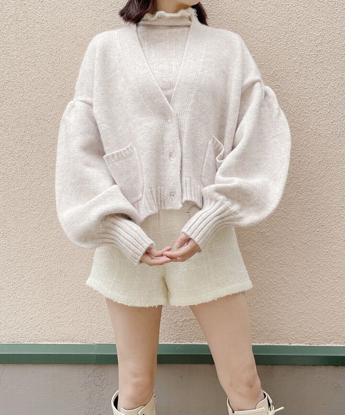 lilLilly（リルリリー）の「パステルカラーパフカーディガン（カーディガン/ボレロ・レディース・ブルー/ホワイト/ピンク・FREE）」の22枚目の写真