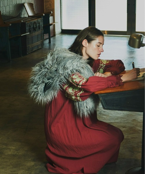 Unitage（ユニテージ）の「ぶどう刺繍ワンピース（ワンピース・レディース・ボルドー/ベージュ・FREE）」の17枚目の写真