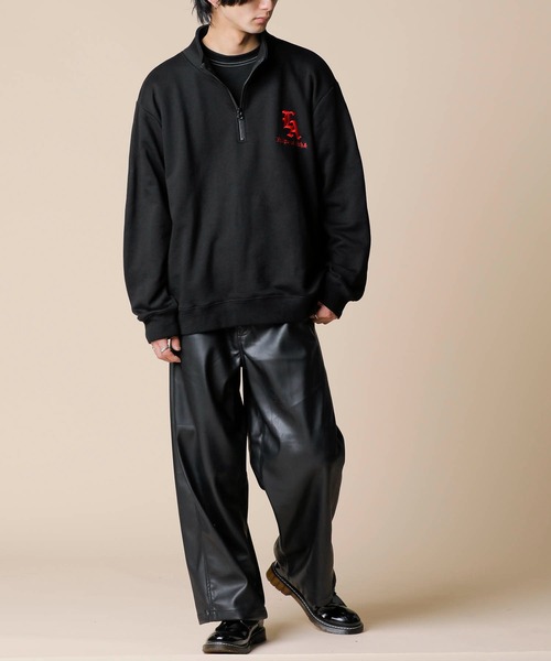 London Denim(ロンドンデニム)の「Highクオリティー フェイクレザー / テーパード ルーズ ワイドパンツ(スラックス・メンズ・ブラック・46/48/50/52)」の18枚目の写真