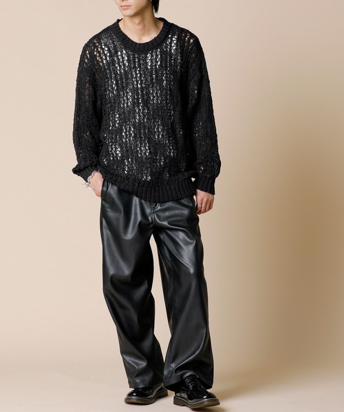 London Denim(ロンドンデニム)の「Highクオリティー フェイクレザー / テーパード ルーズ ワイドパンツ(スラックス・メンズ・ブラック・46/48/50/52)」の14枚目の写真