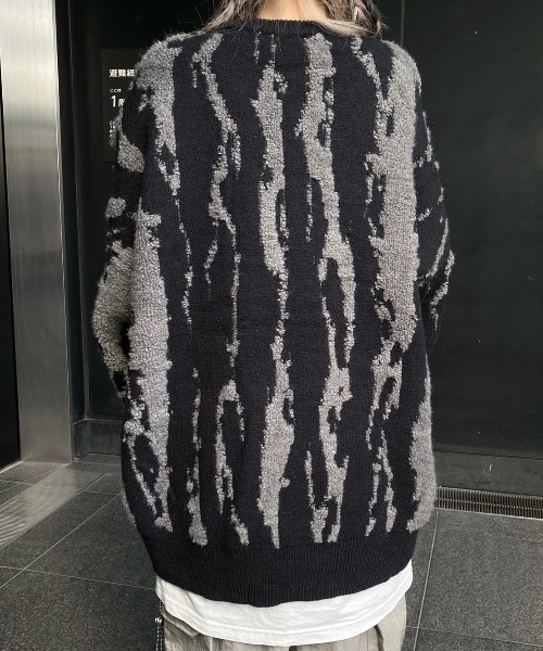 XU（エックスユー）の「【XU/エックスユー】pattern knit 3 / ニット セーター 春服 秋服 冬服 オーバーサイズ ビッグサイズ（ニット/セーター・メンズ・ブラック・ONE SIZE）」の7枚目の写真