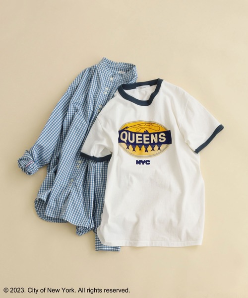 PAR ICI（パーリッシィ）の「NYC City Food Stickers リンガーTシャツ（Tシャツ/カットソー・レディース・ネイビー/グレー・FREE）」の7枚目の写真