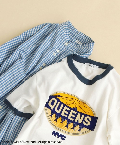 PAR ICI（パーリッシィ）の「NYC City Food Stickers リンガーTシャツ（Tシャツ/カットソー・レディース・ネイビー/グレー・FREE）」の8枚目の写真