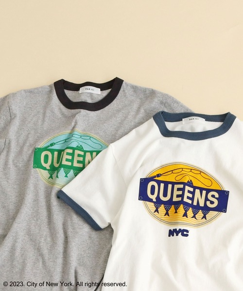 PAR ICI（パーリッシィ）の「NYC City Food Stickers リンガーTシャツ（Tシャツ/カットソー・レディース・ネイビー/グレー・FREE）」の4枚目の写真