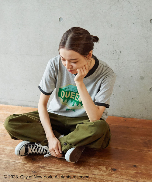 PAR ICI（パーリッシィ）の「NYC City Food Stickers リンガーTシャツ（Tシャツ/カットソー・レディース・ネイビー/グレー・FREE）」の14枚目の写真