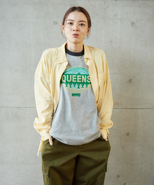 PAR ICI（パーリッシィ）の「NYC City Food Stickers リンガーTシャツ（Tシャツ/カットソー・レディース・ネイビー/グレー・FREE）」の15枚目の写真