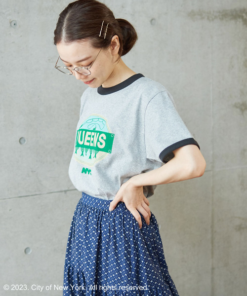 PAR ICI（パーリッシィ）の「NYC City Food Stickers リンガーTシャツ（Tシャツ/カットソー・レディース・ネイビー/グレー・FREE）」の18枚目の写真