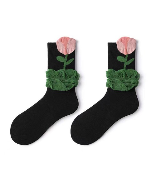 aimoha（アイモハ）の「チューリップ耳付きソックス（ソックス/靴下・レディース・ブラック/ホワイト・FREE）」の10枚目の写真