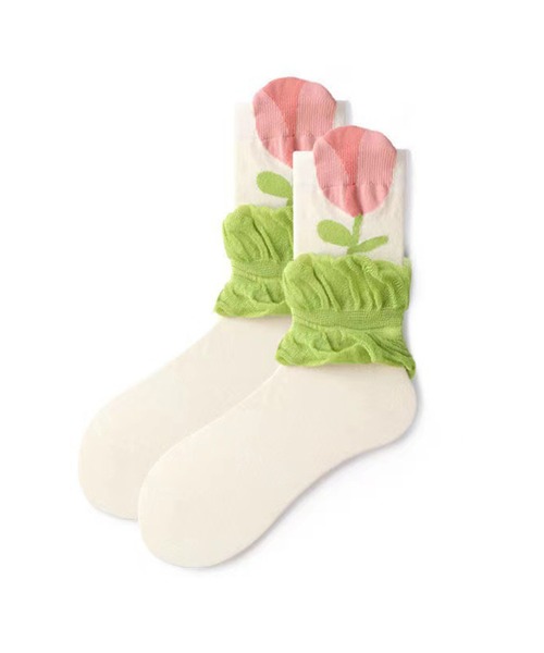 aimoha（アイモハ）の「チューリップ耳付きソックス（ソックス/靴下・レディース・ブラック/ホワイト・FREE）」の9枚目の写真