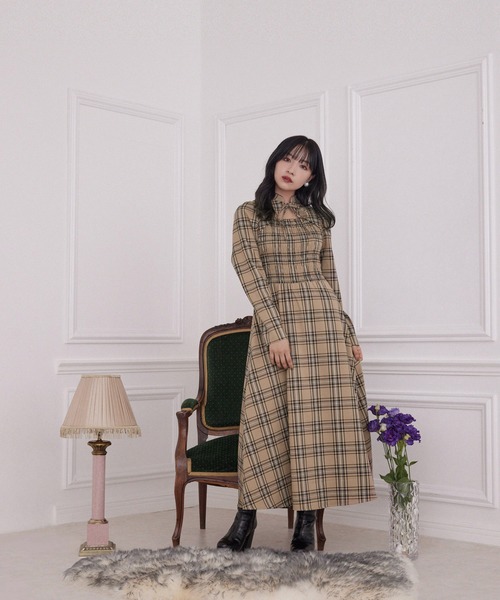 R❣️ アンサンブルチェックワンピース Ｆサイズ Ank Rouge（アンクルージュ）の「フロントフリルチェック