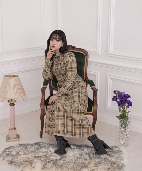 ANDGEEBEE（アンジービー）の「フロントオープンチェックワンピ
