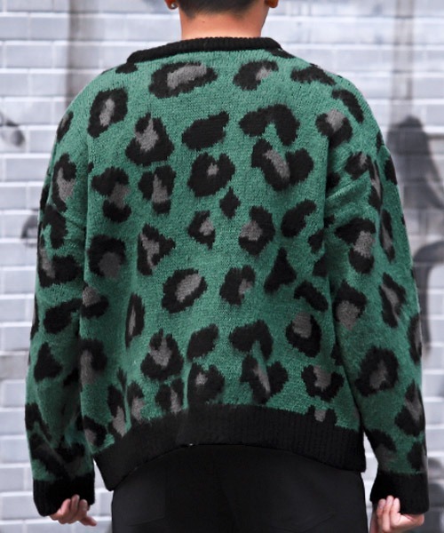 LUXSTYLE（ラグスタイル）の「起毛レオパード柄ニット（ニット/セーター・メンズ・ブラック/ブルー/グリーン/ブラウン・M/L）」の5枚目の写真