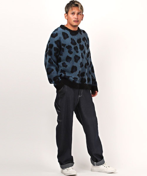 LUXSTYLE（ラグスタイル）の「起毛レオパード柄ニット（ニット/セーター・メンズ・ブラック/ブルー/グリーン/ブラウン・M/L）」の10枚目の写真