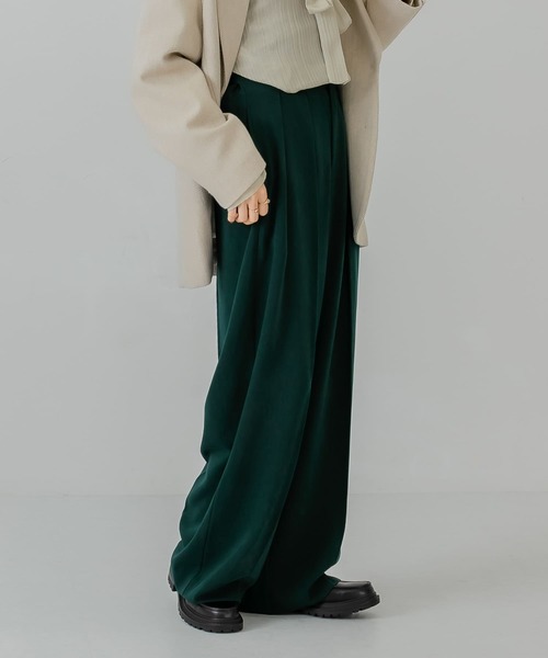 KBF（ケイビーエフ）の「ダブルタックワイドパンツ（その他パンツ・レディース・ブラック/レッド/グリーン・ONE）」の6枚目の写真