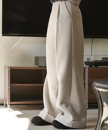 ダブルヘム ウールワイドスラックス chw22a172