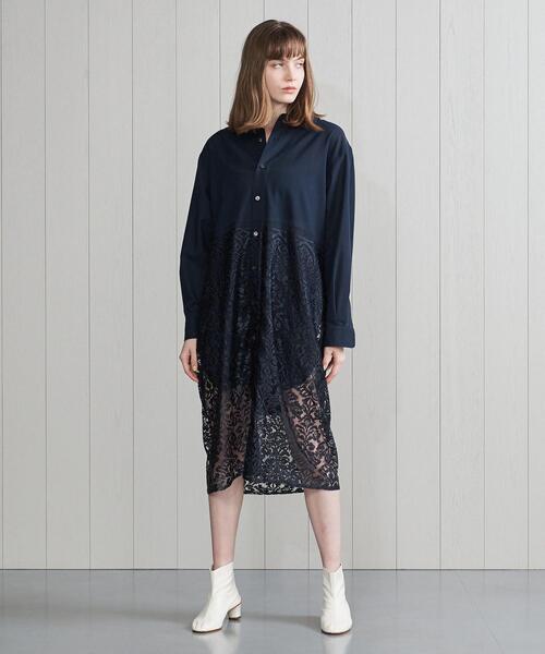 H BEAUTY&YOUTH UNITED ARROWS(エイチビューティーアンドユースユナイテッドアローズ)の「<H>LACE SHIRT DRESS/シャツワンピース(ワンピース・レディース・ホワイト/ネイビー・FREE)」の5枚目の写真