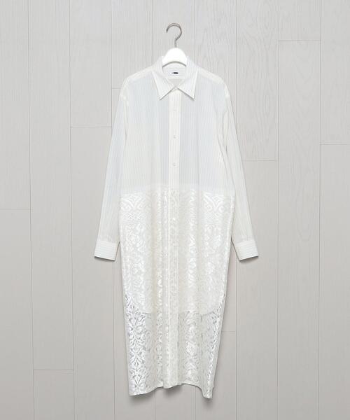 H BEAUTY&YOUTH UNITED ARROWS(エイチビューティーアンドユースユナイテッドアローズ)の「<H>LACE SHIRT DRESS/シャツワンピース(ワンピース・レディース・ホワイト/ネイビー・FREE)」の11枚目の写真