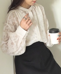 花柄シアージャガードブラウス