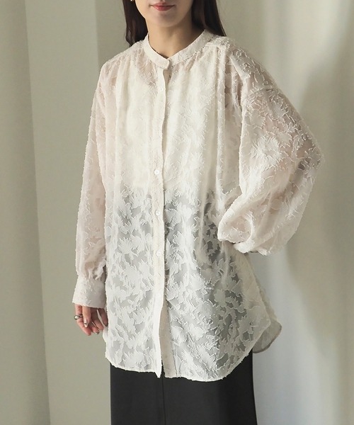 Riberry（リベリー）の「花柄シアージャガードブラウス（シャツ/ブラウス・レディース・ブラック/アイボリー・FREE）」の13枚目の写真