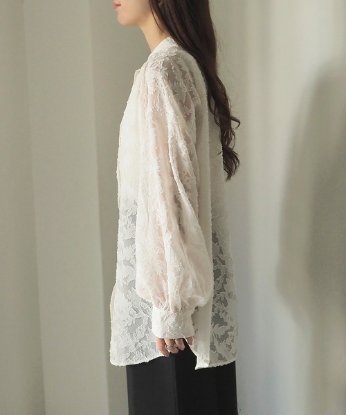 Riberry（リベリー）の「花柄シアージャガードブラウス（シャツ/ブラウス・レディース・ブラック/アイボリー・FREE）」の12枚目の写真