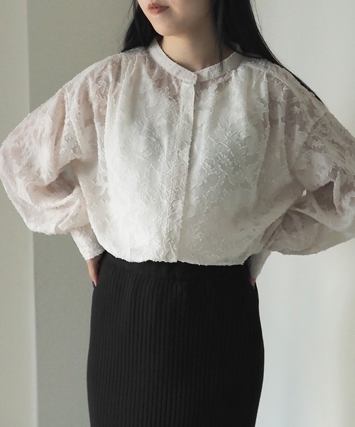 Riberry（リベリー）の「花柄シアージャガードブラウス（シャツ/ブラウス・レディース・ブラック/アイボリー・FREE）」の8枚目の写真