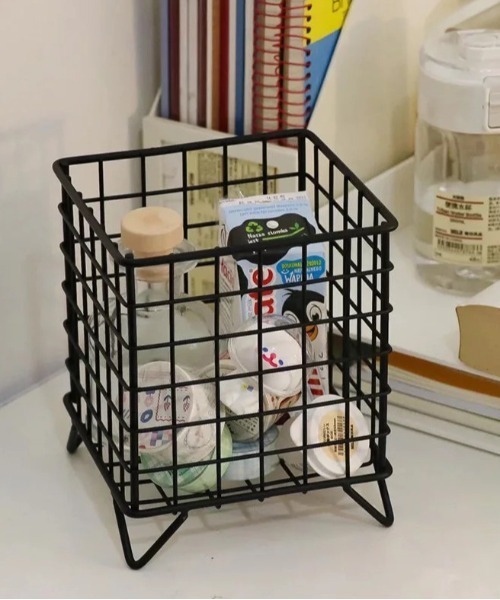 ammy.（エイミードット）の「【 ammy. / エイミードット 】 シンプル モノトーン 小物 収納 カゴ（収納グッズ・レディース・ブラック/シルバー・FREE）」の3枚目の写真