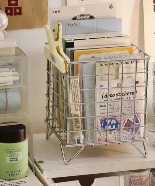 ammy.（エイミードット）の「【 ammy. / エイミードット 】 シンプル モノトーン 小物 収納 カゴ（収納グッズ・レディース・ブラック/シルバー・FREE）」の4枚目の写真