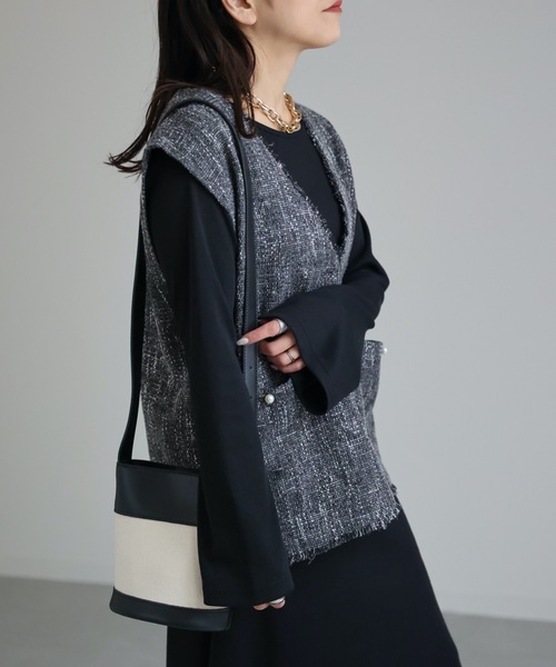 ap retro（アプレトロ）の「ツイードフリンジベスト（ベスト・レディース・アイボリー/チャコールグレー/ブラック・FREE）」の21枚目の写真