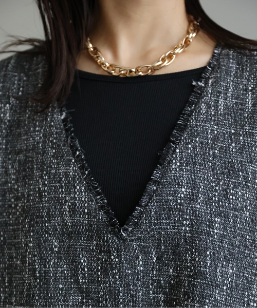 ap retro（アプレトロ）の「ツイードフリンジベスト（ベスト・レディース・アイボリー/チャコールグレー/ブラック・FREE）」の7枚目の写真