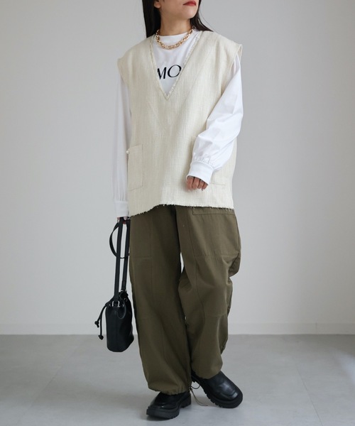 ap retro（アプレトロ）の「ツイードフリンジベスト（ベスト・レディース・アイボリー/チャコールグレー/ブラック・FREE）」の19枚目の写真