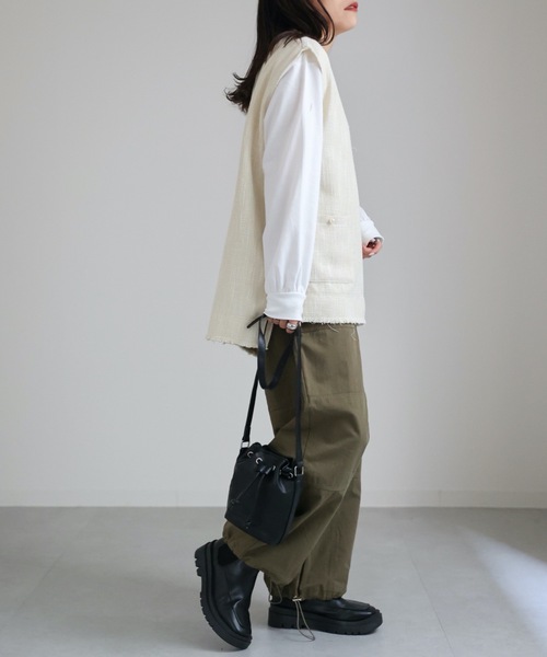 ap retro（アプレトロ）の「ツイードフリンジベスト（ベスト・レディース・アイボリー/チャコールグレー/ブラック・FREE）」の5枚目の写真