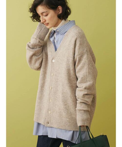 CRAFT STANDARD BOUTIQUE（クラフトスタンダードブティック）の「ブラッシングニットカーディガン（カーディガン/ボレロ・レディース・アイボリー/ライトブルー/グレー/ブラック/ブラウン/ベージュ・XL/M/L）」の7枚目の写真