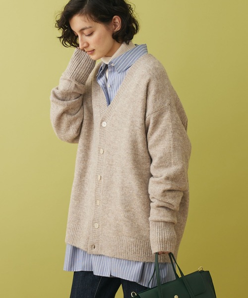 CRAFT STANDARD BOUTIQUE（クラフトスタンダードブティック）の「ブラッシングニットカーディガン（カーディガン/ボレロ・レディース・アイボリー/ライトブルー/グレー/ブラック/ブラウン/ベージュ・XL/M/L）」の5枚目の写真