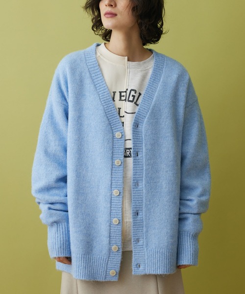 CRAFT STANDARD BOUTIQUE（クラフトスタンダードブティック）の「ブラッシングニットカーディガン（カーディガン/ボレロ・レディース・アイボリー/ライトブルー/グレー/ブラック/ブラウン/ベージュ・XL/M/L）」の6枚目の写真