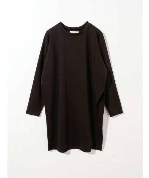 MIDIUMISOLID（ミディウミソリッド）の「MIDIUMISOLID for Ladies アシンメトリーサイドスリットチュニック（Tシャツ/カットソー・レディース・グリーン/カーキ/ブラック/オフホワイト・FREE）」の3枚目の写真