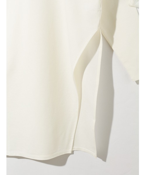 MIDIUMISOLID（ミディウミソリッド）の「MIDIUMISOLID for Ladies アシンメトリーサイドスリットチュニック（Tシャツ/カットソー・レディース・グリーン/カーキ/ブラック/オフホワイト・FREE）」の15枚目の写真