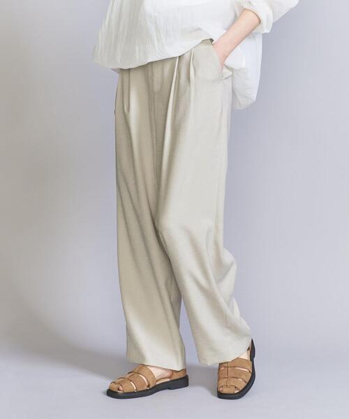 美品 beauty&youth リネン混ワイドパンツ M アイボリー rw00142.jpg