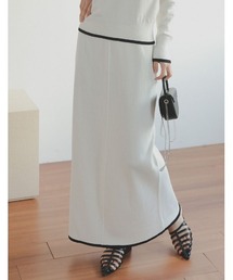 Re:EDIT | [2023S/S PRE ORDER][低身長/高身長サイズ有]配色ニットナロースカート(スカート)