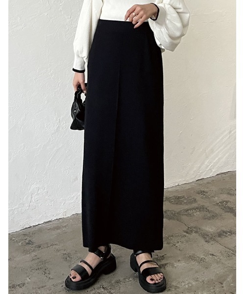 Re:EDIT（リエディ）の「[2023S/S COLLECTION][低身長/高身長サイズ有]配色ニットナロースカート（スカート・レディース・ホワイト×ブラック/ブラック×ホワイト/ブラック・LARGE/TALL/MEDIUM/SHORT）」の2枚目の写真