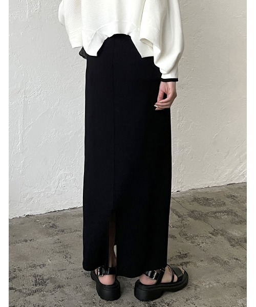 Re:EDIT（リエディ）の「[2023S/S COLLECTION][低身長/高身長サイズ有]配色ニットナロースカート（スカート・レディース・ホワイト×ブラック/ブラック×ホワイト/ブラック・LARGE/TALL/MEDIUM/SHORT）」の13枚目の写真