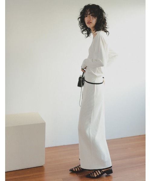 Re:EDIT（リエディ）の「[2023S/S COLLECTION][低身長/高身長サイズ有]配色ニットナロースカート（スカート・レディース・ホワイト×ブラック/ブラック×ホワイト/ブラック・LARGE/TALL/MEDIUM/SHORT）」の10枚目の写真