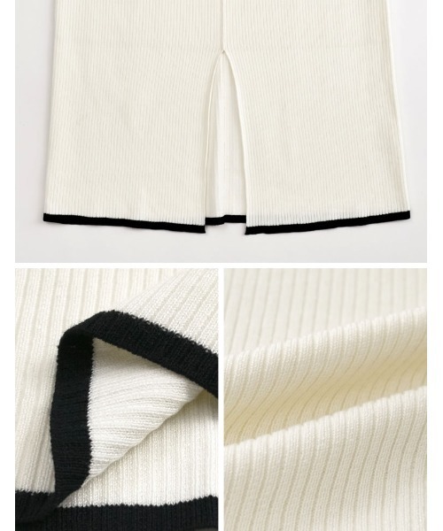 Re:EDIT（リエディ）の「[2023S/S COLLECTION][低身長/高身長サイズ有]配色ニットナロースカート（スカート・レディース・ホワイト×ブラック/ブラック×ホワイト/ブラック・LARGE/TALL/MEDIUM/SHORT）」の22枚目の写真