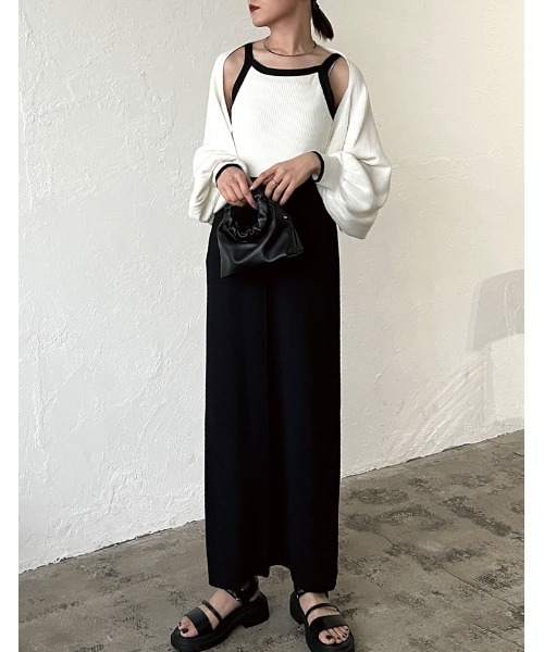 Re:EDIT（リエディ）の「[2023S/S COLLECTION][低身長/高身長サイズ有]配色ニットナロースカート（スカート・レディース・ホワイト×ブラック/ブラック×ホワイト/ブラック・LARGE/TALL/MEDIUM/SHORT）」の14枚目の写真
