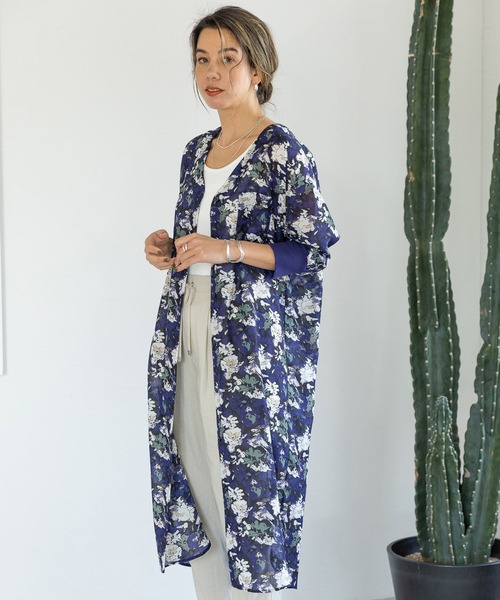 BAYFLOW（ベイフロー）の「シアーシャツワンピース（シャツワンピース・レディース・ネイビー/ピンク/ブラック/サックスブルー/ライム/ライトグレー・FREE）」の5枚目の写真