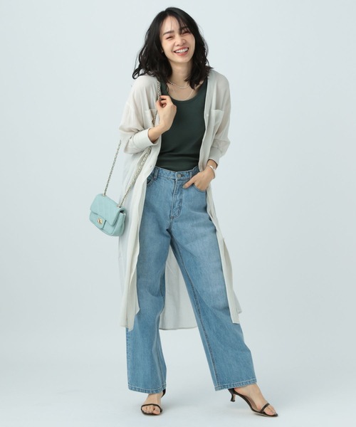 BAYFLOW（ベイフロー）の「シアーシャツワンピース（シャツワンピース・レディース・ネイビー/ピンク/ブラック/サックスブルー/ライム/ライトグレー・FREE）」の7枚目の写真