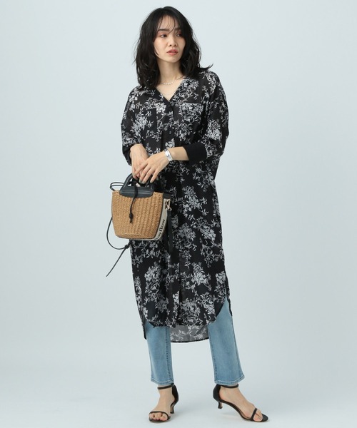 BAYFLOW（ベイフロー）の「シアーシャツワンピース（シャツワンピース・レディース・ネイビー/ピンク/ブラック/サックスブルー/ライム/ライトグレー・FREE）」の10枚目の写真