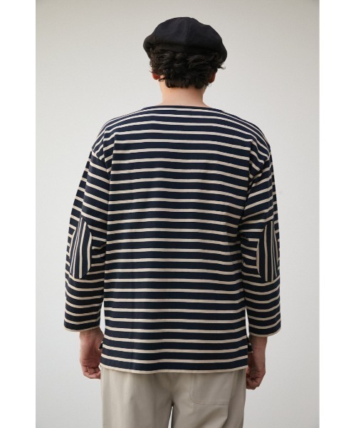 セール】ELBOW PATCH BORDER TOPS/エルボーパッチボーダートップス（T