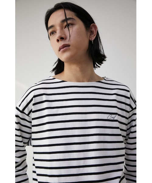 セール】ELBOW PATCH BORDER TOPS/エルボーパッチボーダートップス（T